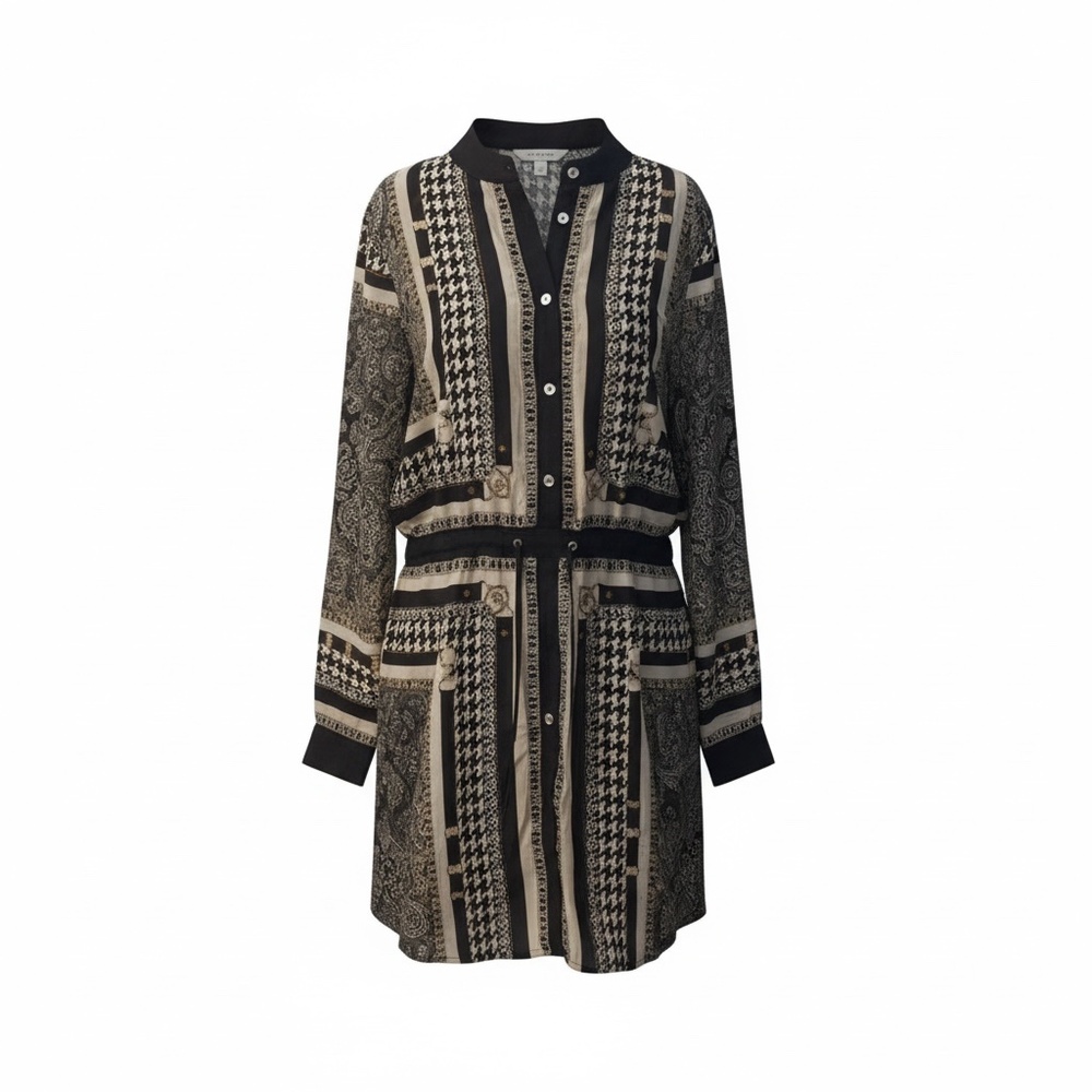 Michael Kors Black & Gold Chain Link Long Sleeve Women'sDress, Size 8